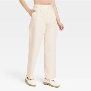 NWT Women's High-Rise Pleat Front Straight Chino Pants - A New Day™ Cream